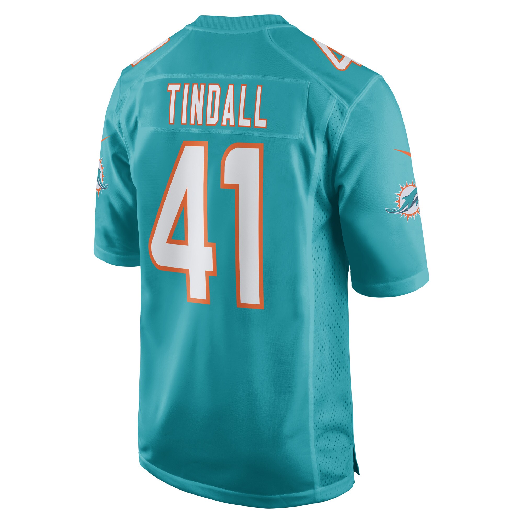 Miami Dolphins Channing Tindall Aqua Game Player NFL Jersey Men's