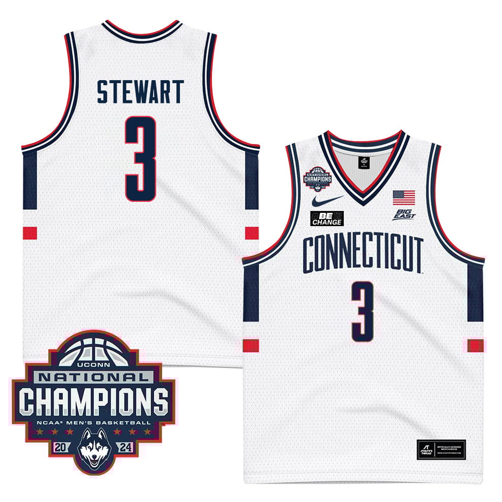 Jaylin Stewart 3 UConn Huskies 2024 National Champions Patch Unisex NCAA Jersey Unisex