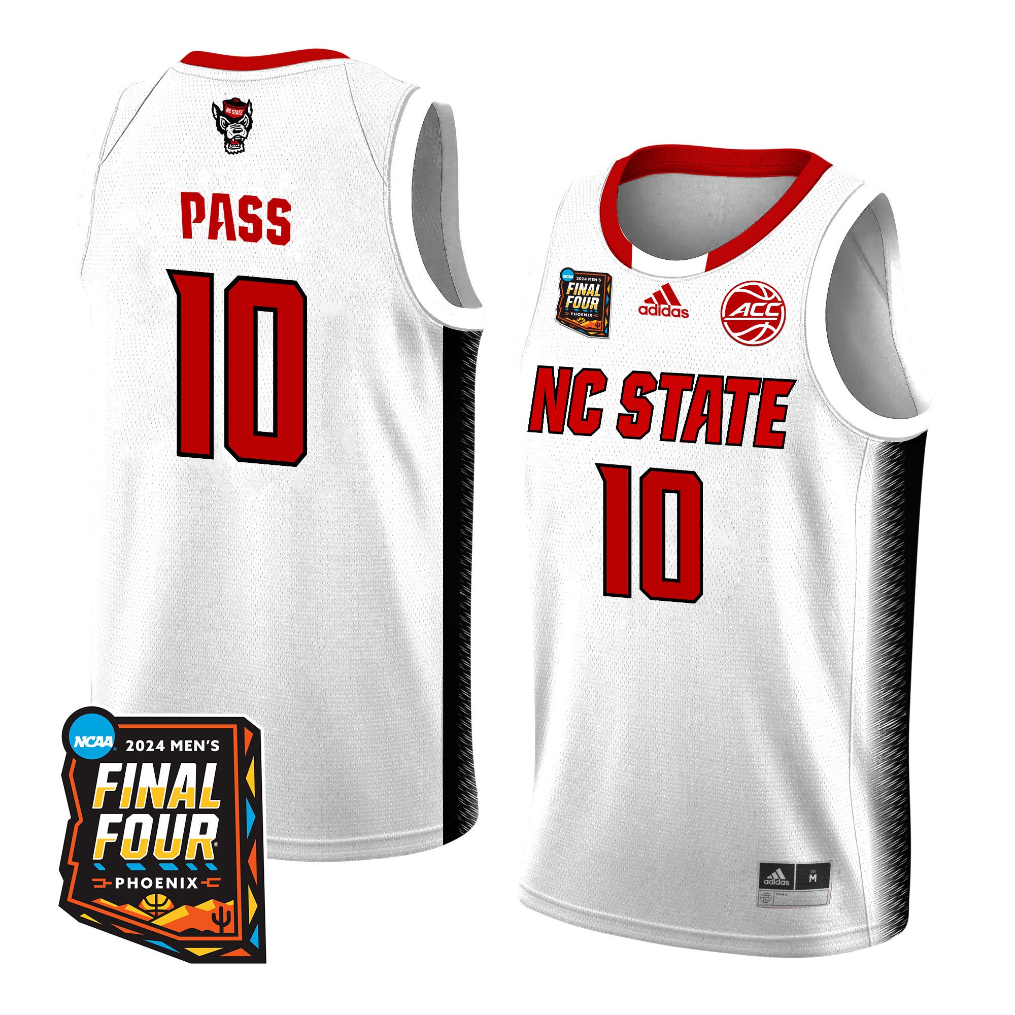 Breon Pass NC State 2024 Final Four Patch Re White NCAA Jersey Men's