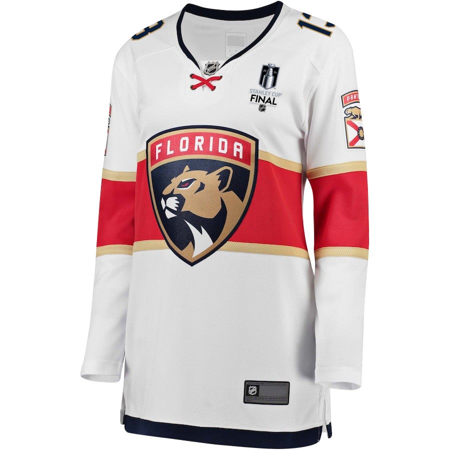 Sam Reinhart 13 Florida Panthers 2024 STANLEY CUP Final Away Breakaway White NHL Jersey Women's