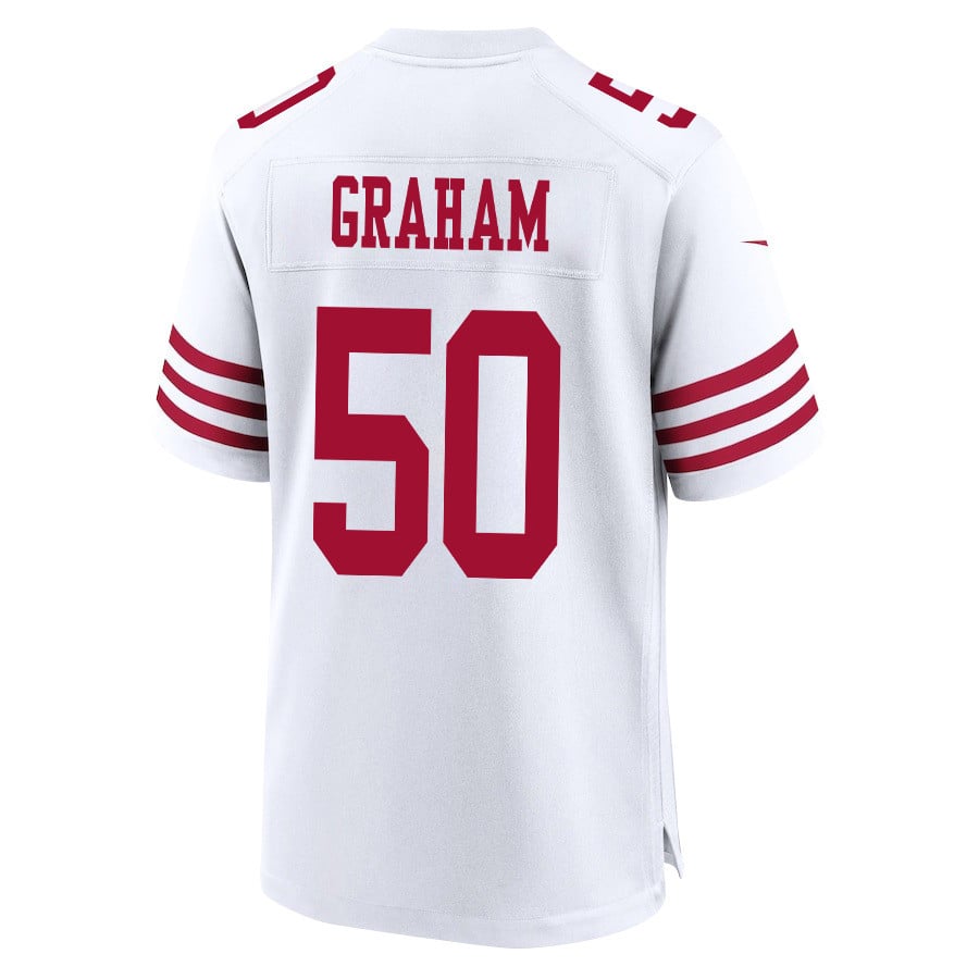 Jalen Graham 50 San Francisco 49ers Super Bowl LVIII Patch Game White NFL Jersey Men's