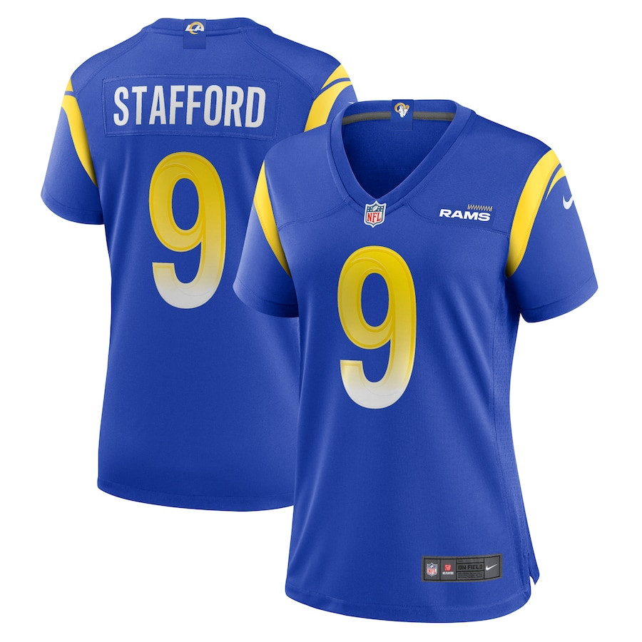 Matthew Stafford 9 Los Angeles Rams Game Royal NFL Jersey Women's
