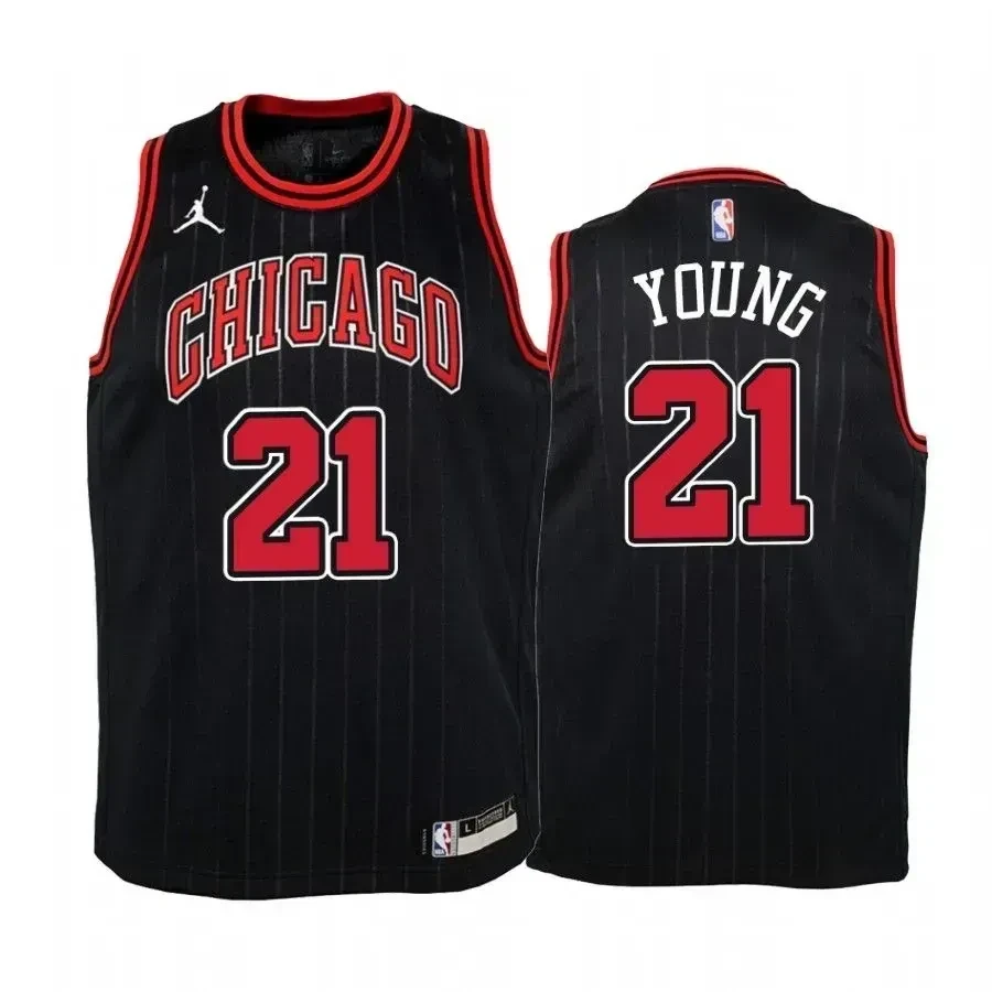 Thaddeus Young Chicago Bulls Black Statet Jumpman NBA Jersey Youth