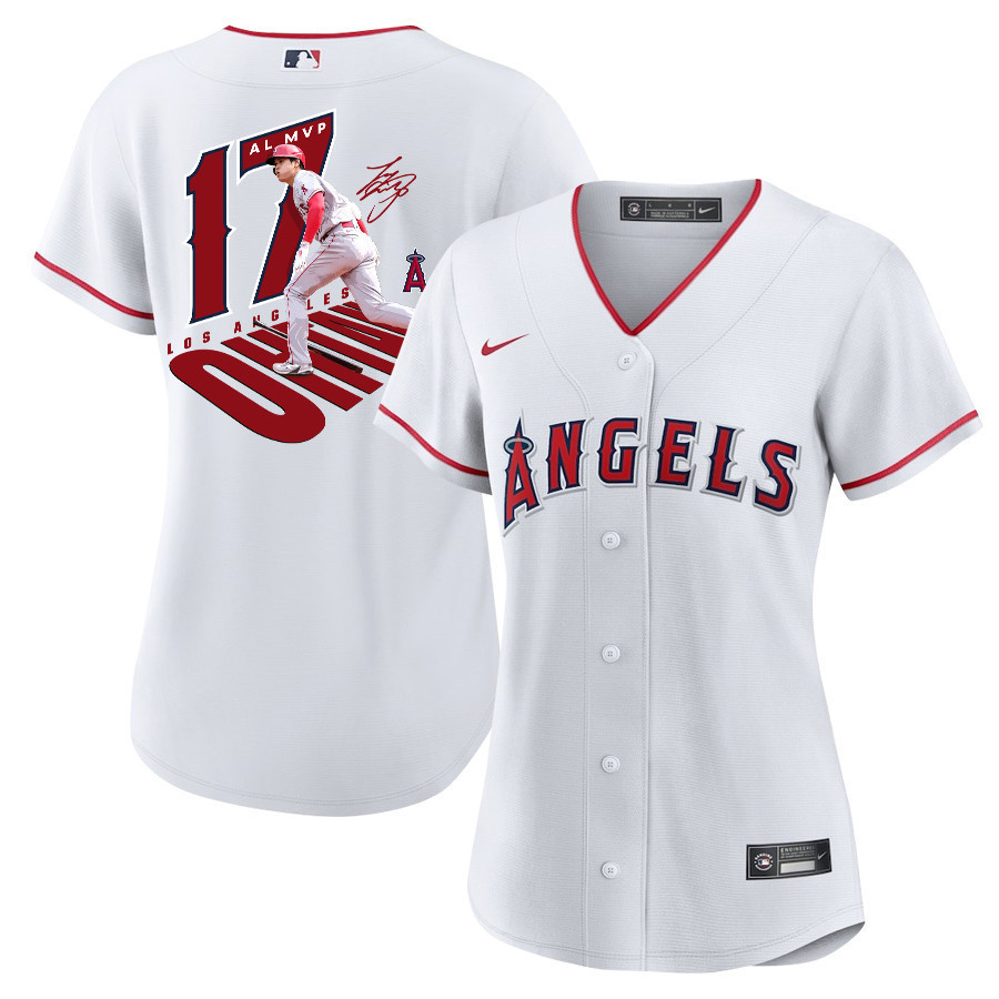 Shohei Ohtani 17 Los Angeles Angels Signed Number 2023 Home Player White MLB Jersey Women's