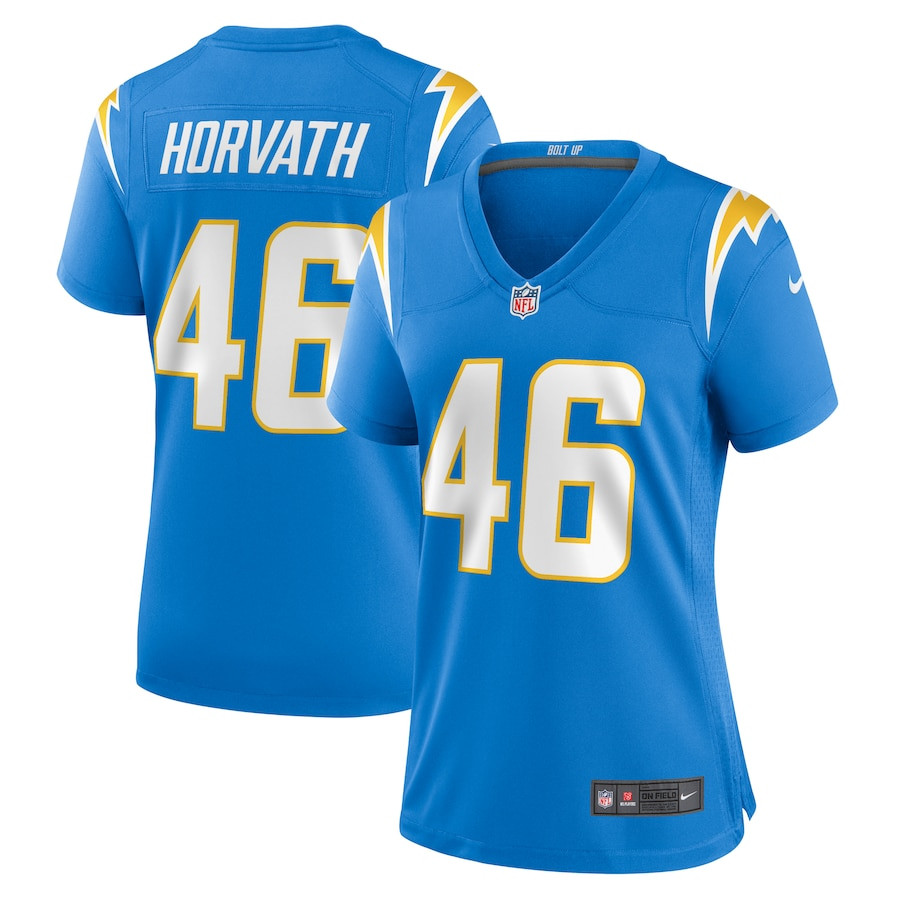 Zander Horvath 46 Los Angeles Chargers Game Powder Blue NFL Jersey Women's