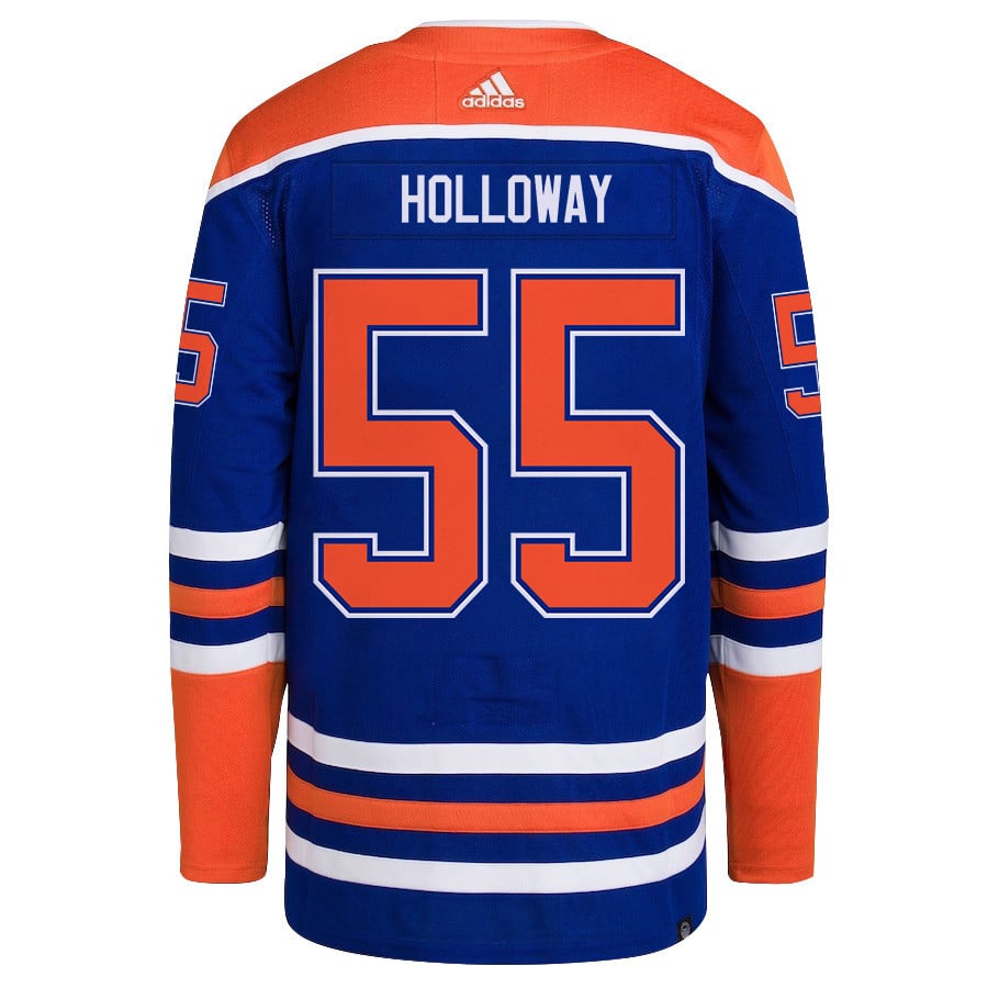 Dylan Holloway 55 Edmonton Oilers 2024 STANLEY CUP Final Home Primegreen Royal NHL Jersey Men's