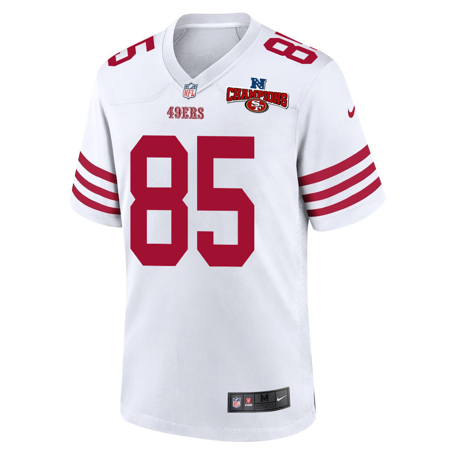 George Kittle 85 San Francisco 49ers NFC Champions Patch Game White NFL Jersey Men's