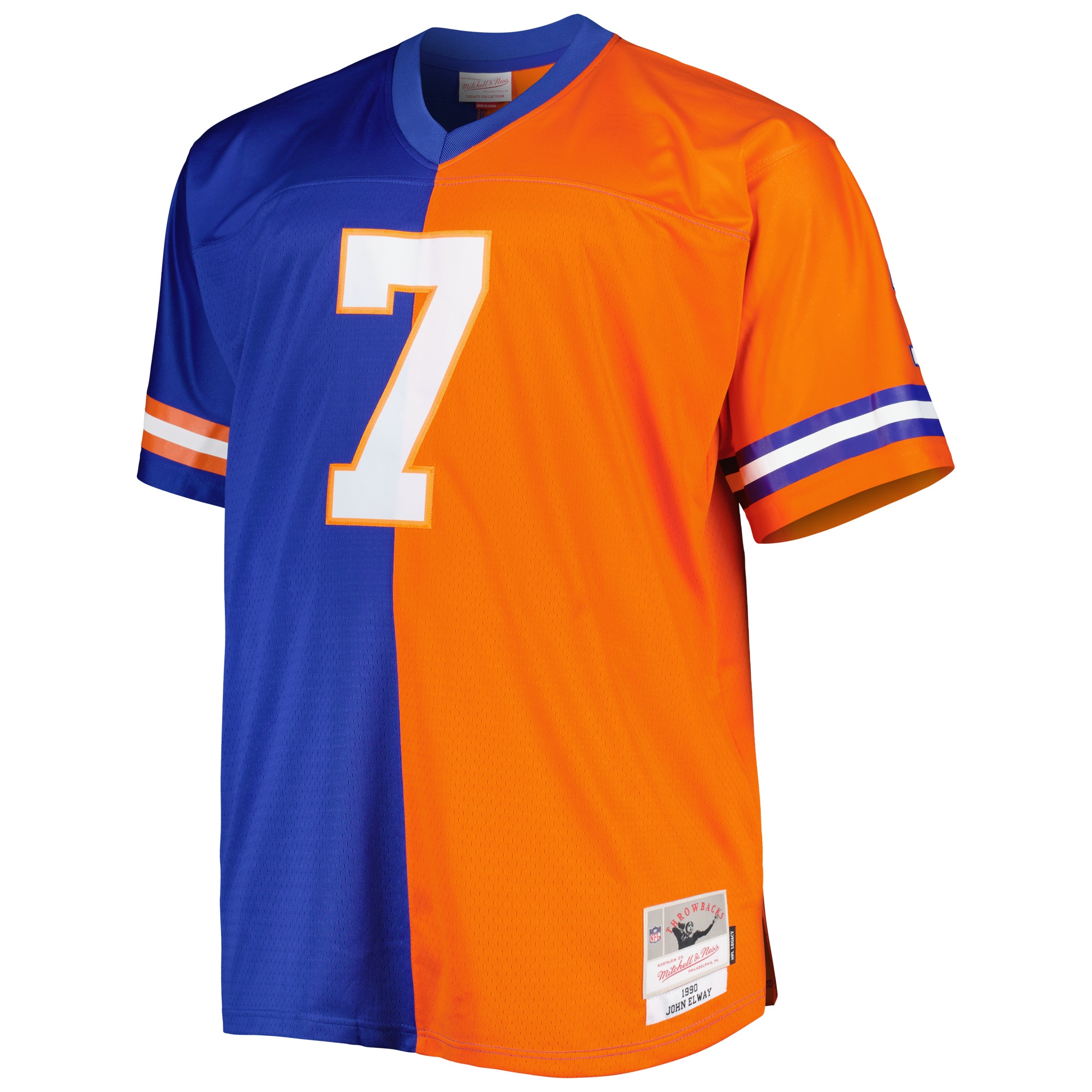 Denver Broncos John Elway Mitchell Ness Royal/Orange Big Tall Split Legacy Retired Player NFL Jersey Men's