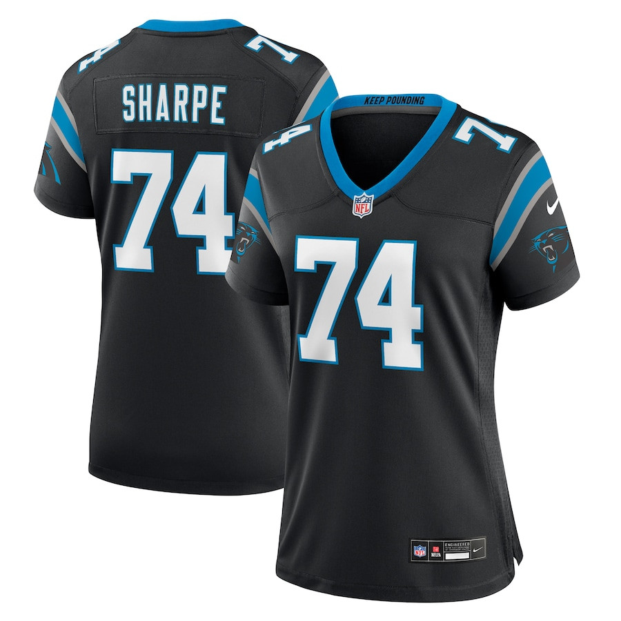 David Sharpe 74 Carolina Panthers Team Game Black NFL Jersey Women's