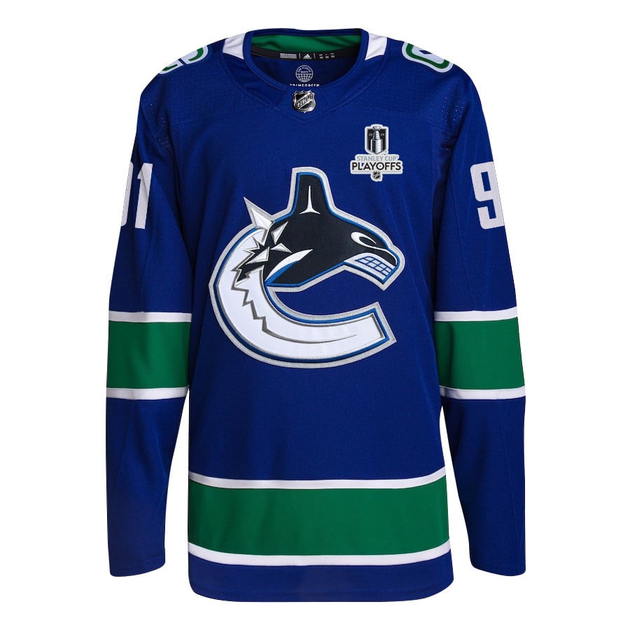 Nikita Zadorov 91 Vancouver Canucks 2024 Playoffs Patch Home Blue NHL Jersey Men's