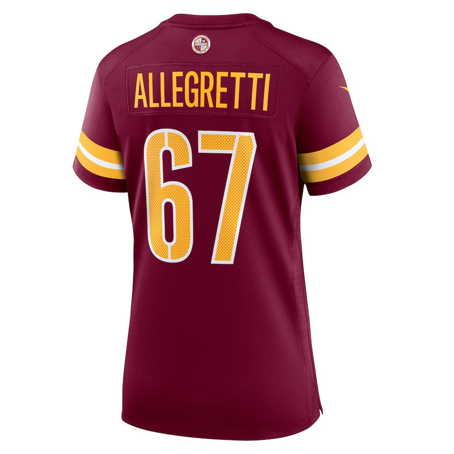 Nick Allegretti 67 Washington Commanders Game Burgundy NFL Jersey Women's