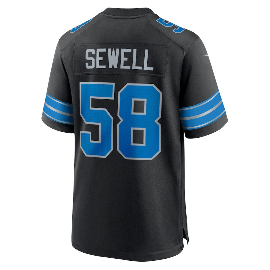 Penei Sewell 58 Detroit Lions 2nd Alternate Game Black NFL Jersey Men's