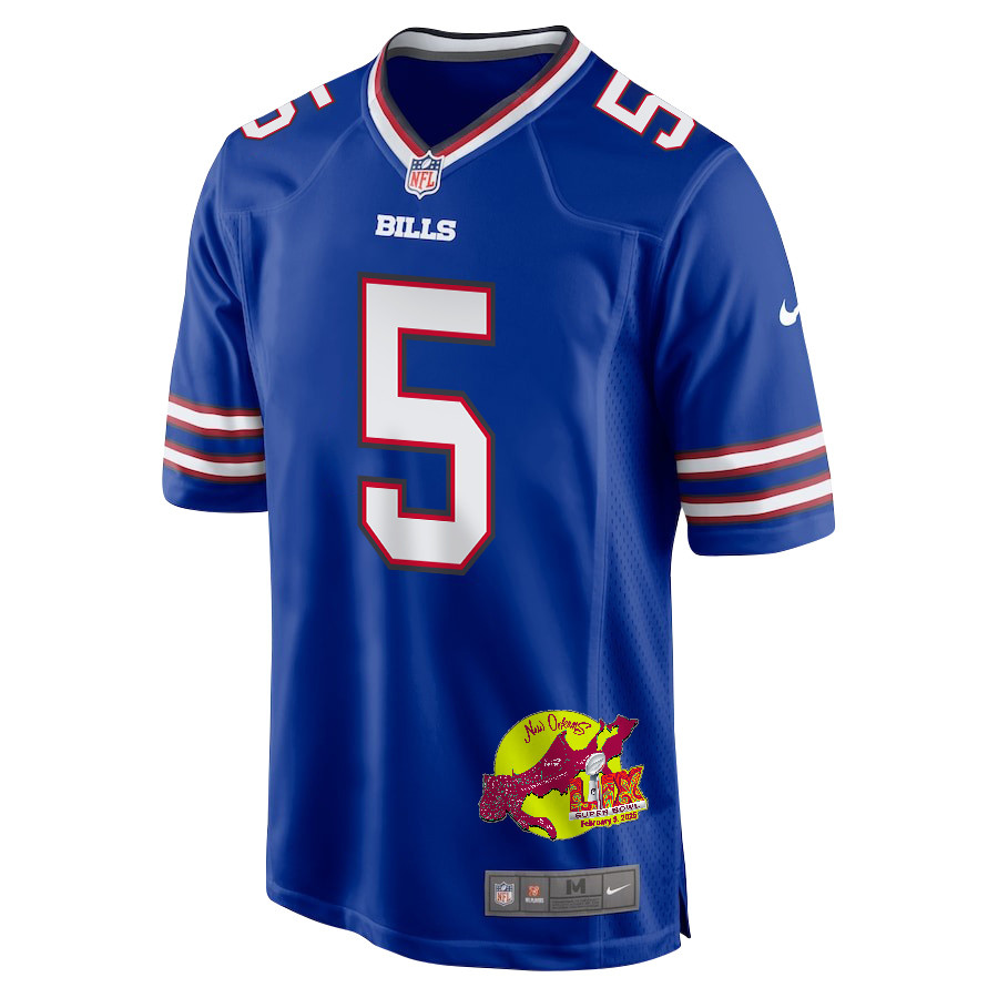 Kaiir Elam 5 Buffalo Bills Super Bowl LIX New Orleans Patch Game Royal NFL Jersey Men's