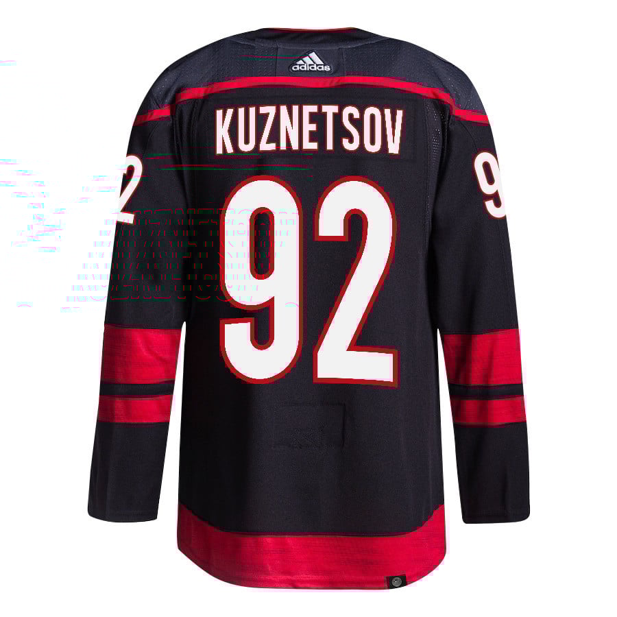 Evgeny Kuznetsov 92 Carolina Hurricanes 2024 Playoffs Patch Home Black NHL Jersey Men's