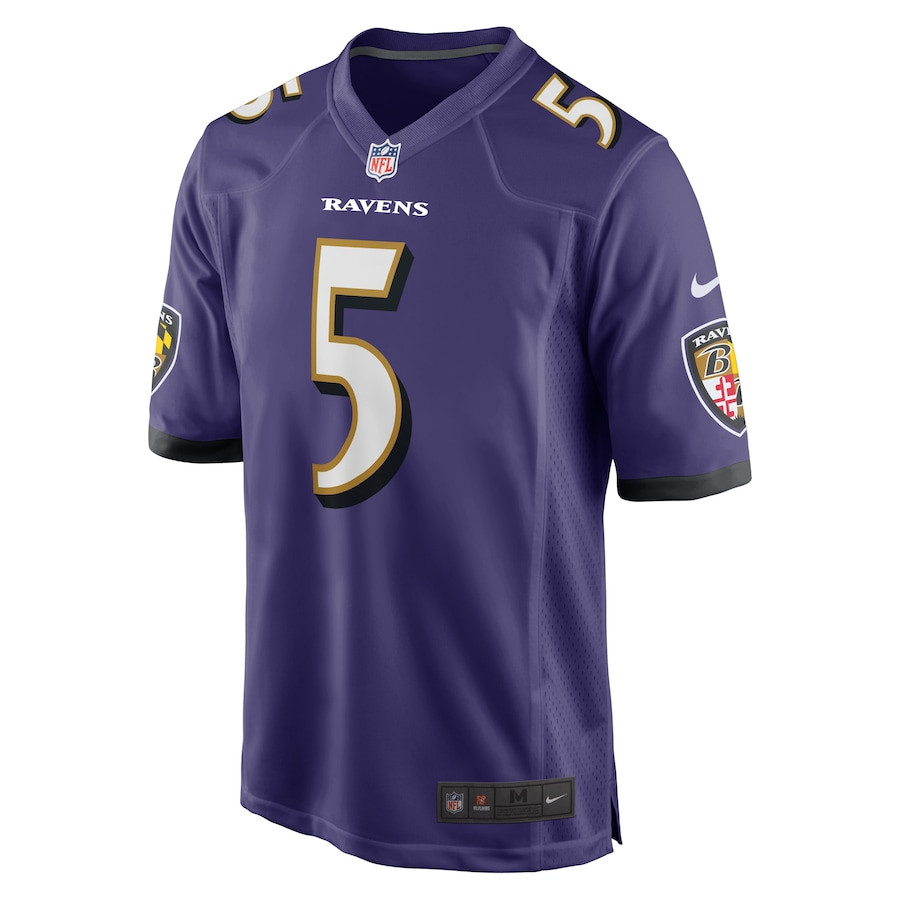 Jalyn Armour-Davis 5 Baltimore Ravens Game Purple NFL Jersey Men's
