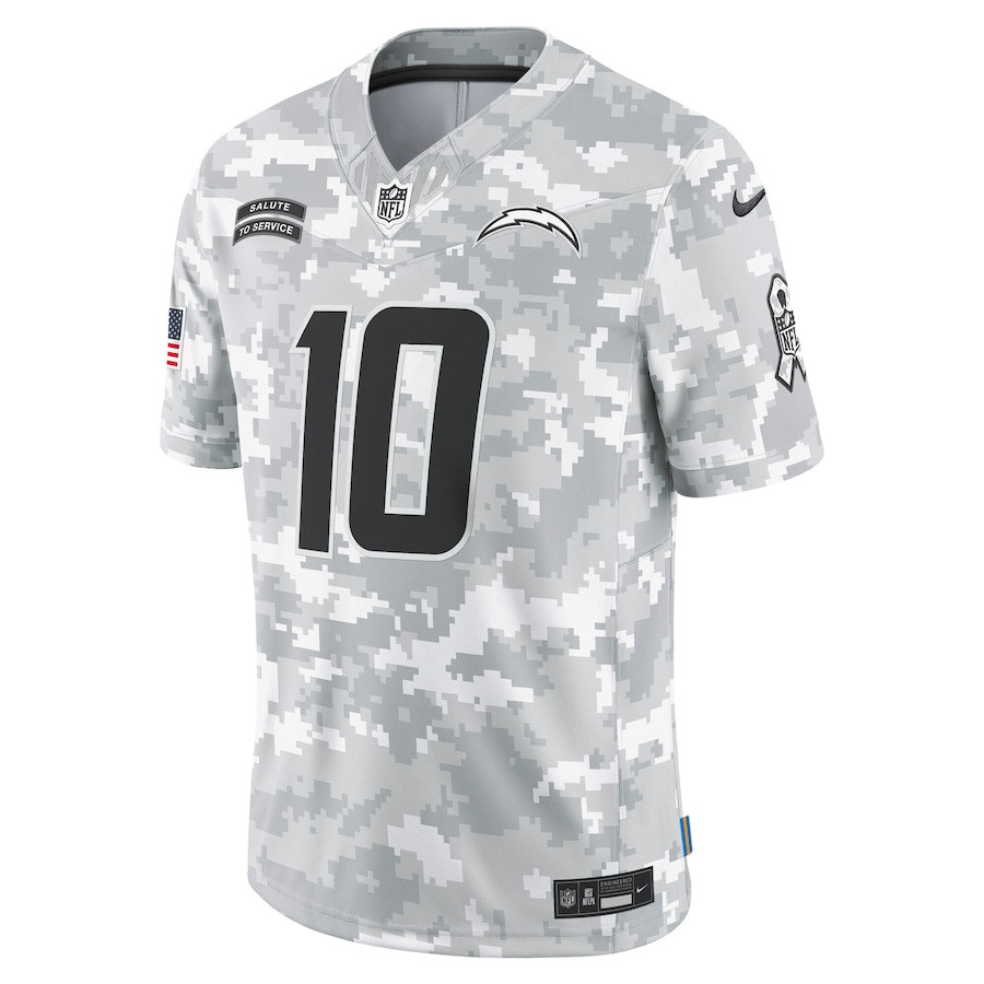 Justin Herbert 10 Los Angeles Chargers 2024 Salute to Service Limited Arctic Camo NFL Jersey Men's