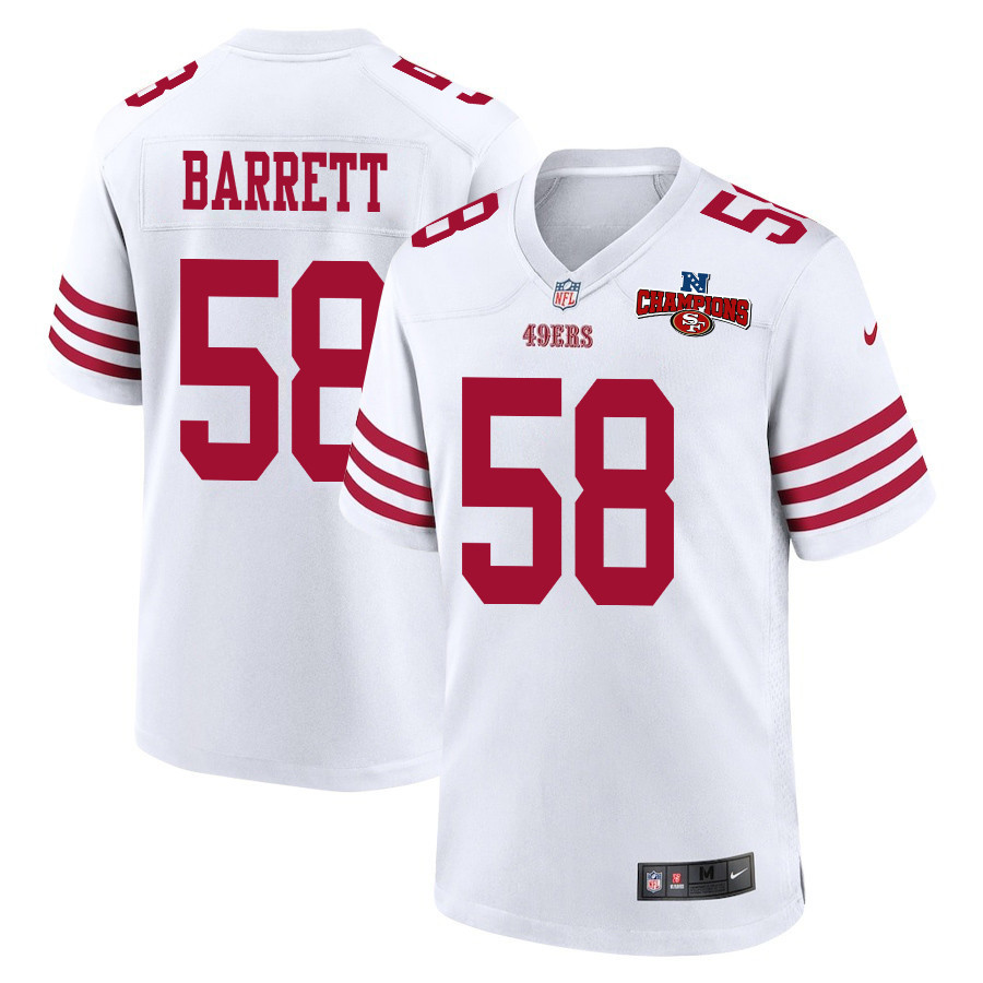 Alex Barrett 58 San Francisco 49ers NFC Champions Patch Game White NFL Jersey Men's