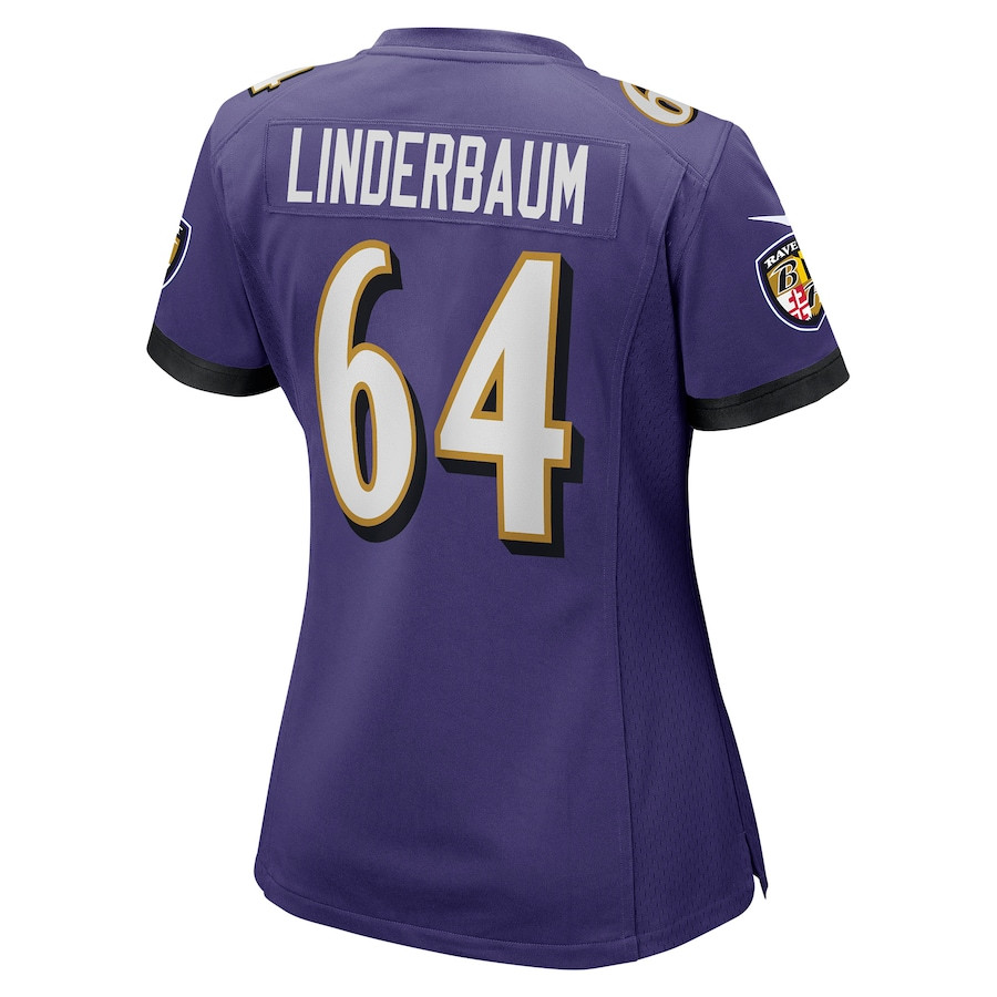 Tyler Linderbaum 64 Baltimore Ravens Game Purple NFL Jersey Women's