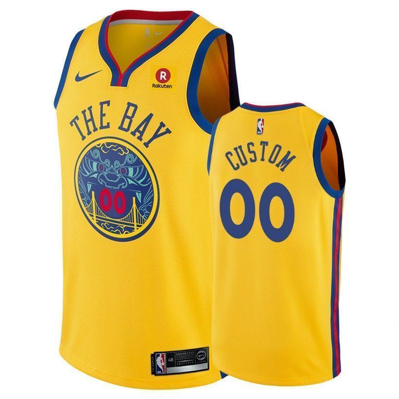 Golden State Warriors Custom 00 City Gold NBA Jersey Men's