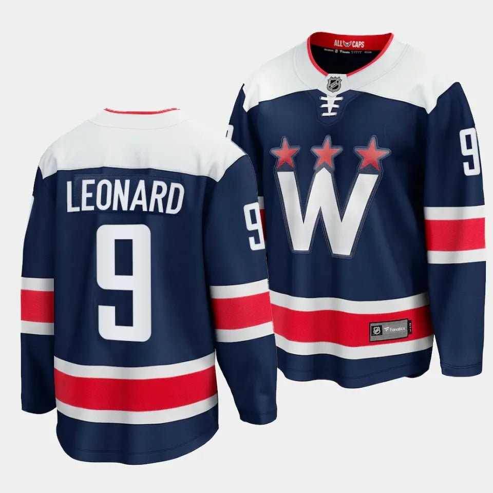 Ryan Leonard #9 Washington Capitals 2023 Draft Alternate Navy NHL Jersey Men's