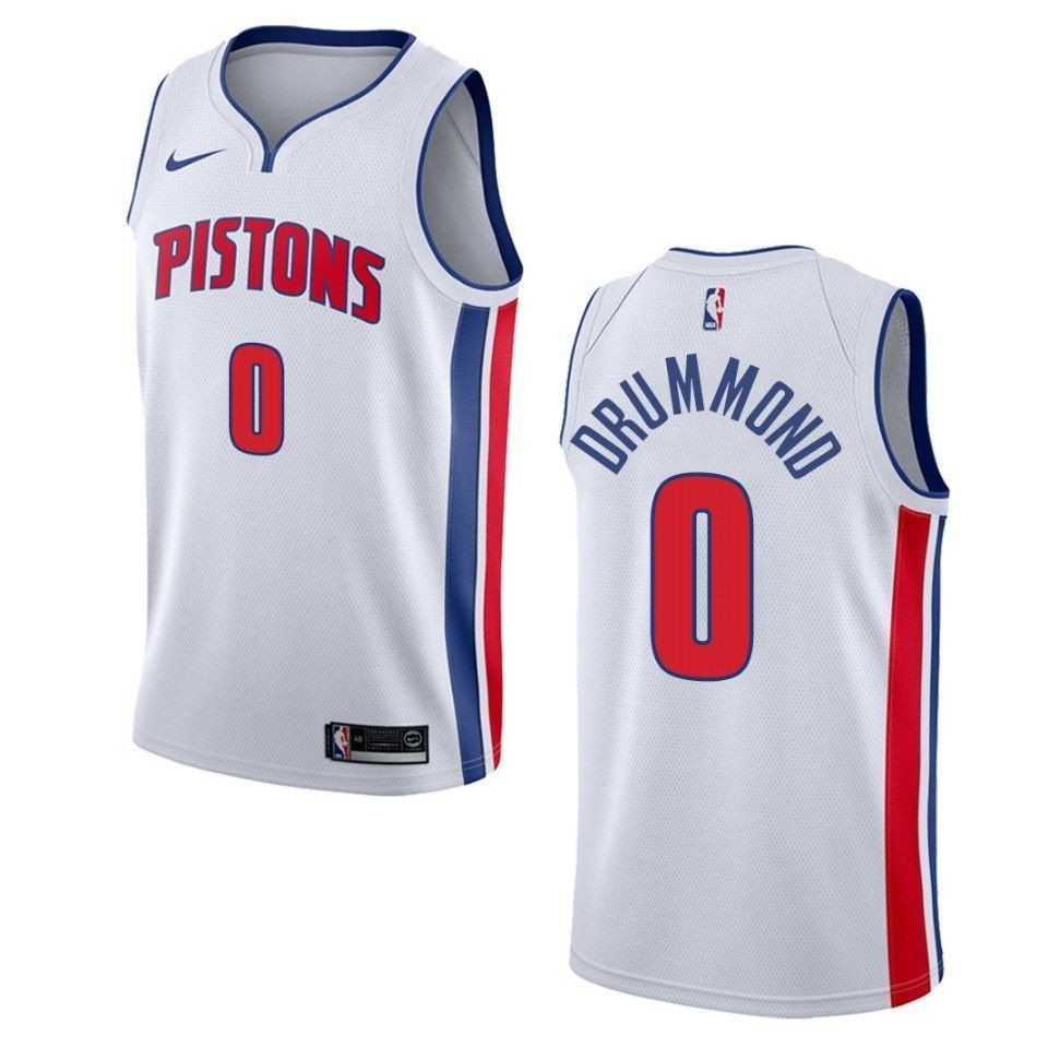 Detroit Pistons 0 Andre Drummond Association Swingman White NBA Jersey Men's