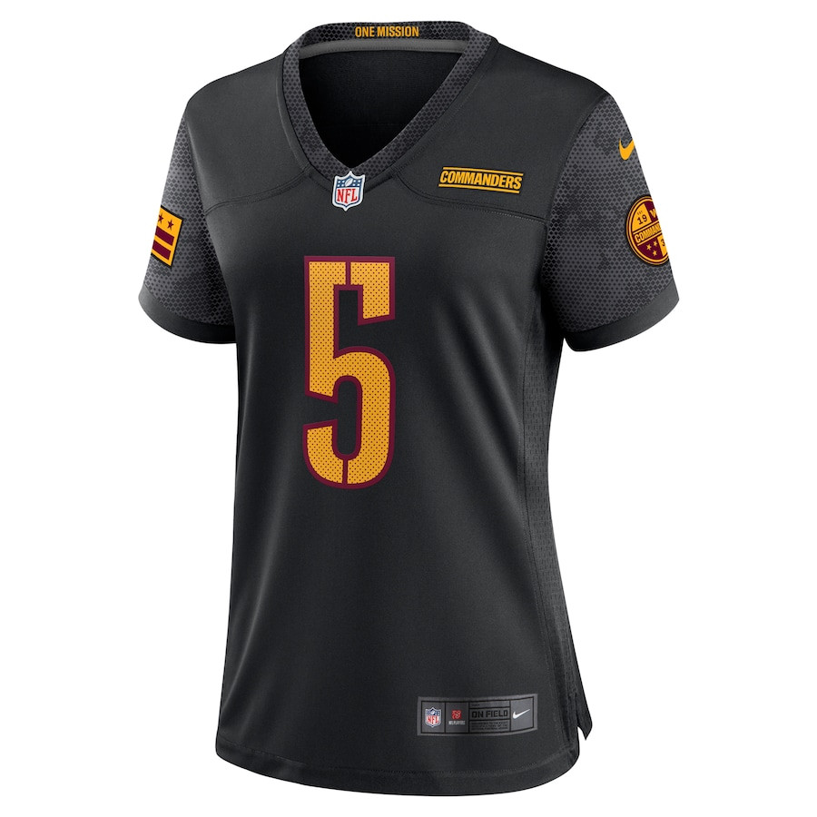 Jayden Daniels 5 Washington Commanders Alternate Game Player Black NFL Jersey Women's