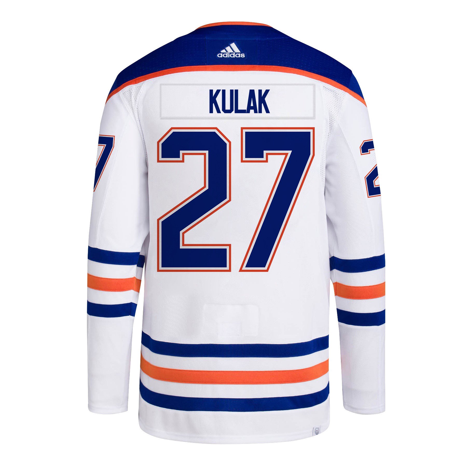 Brett Kulak 27 Edmonton Oilers 2024 Playoffs Patch Away White NHL Jersey Men's