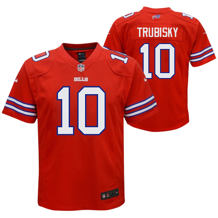 Mitch Trubisky 10 Buffalo Bills Team Game Red NFL Jersey Youth