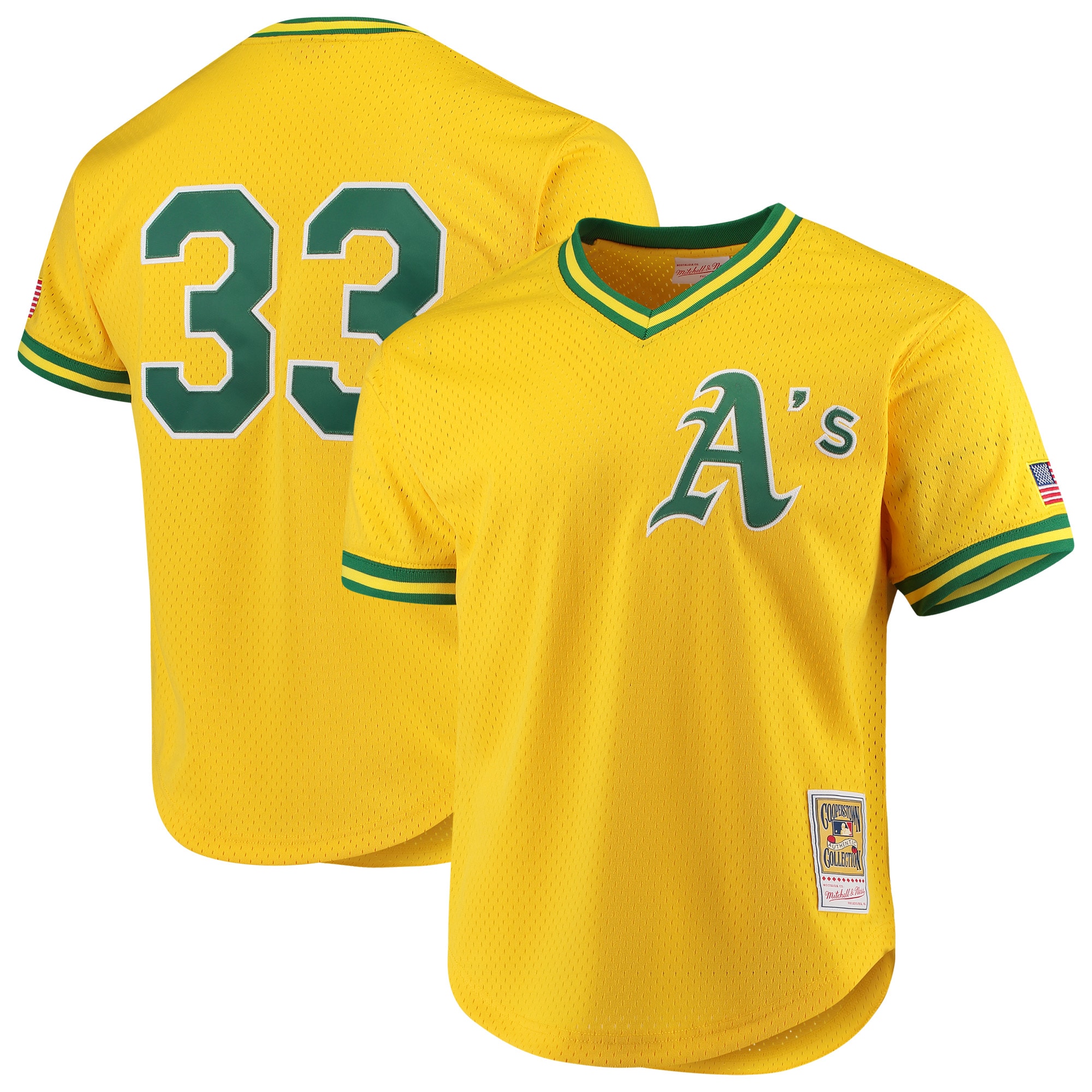 Oakland Athletics Jose Canseco Mitchell Ness Gold Cooperstown Collection Mesh Batting Practice MLB Jersey Men's