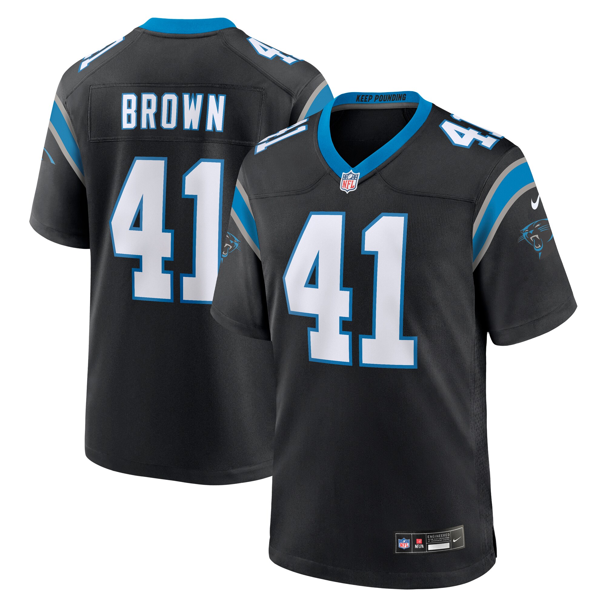 Carolina Panthers Spencer Brown Black Team Game NFL Jersey Men's