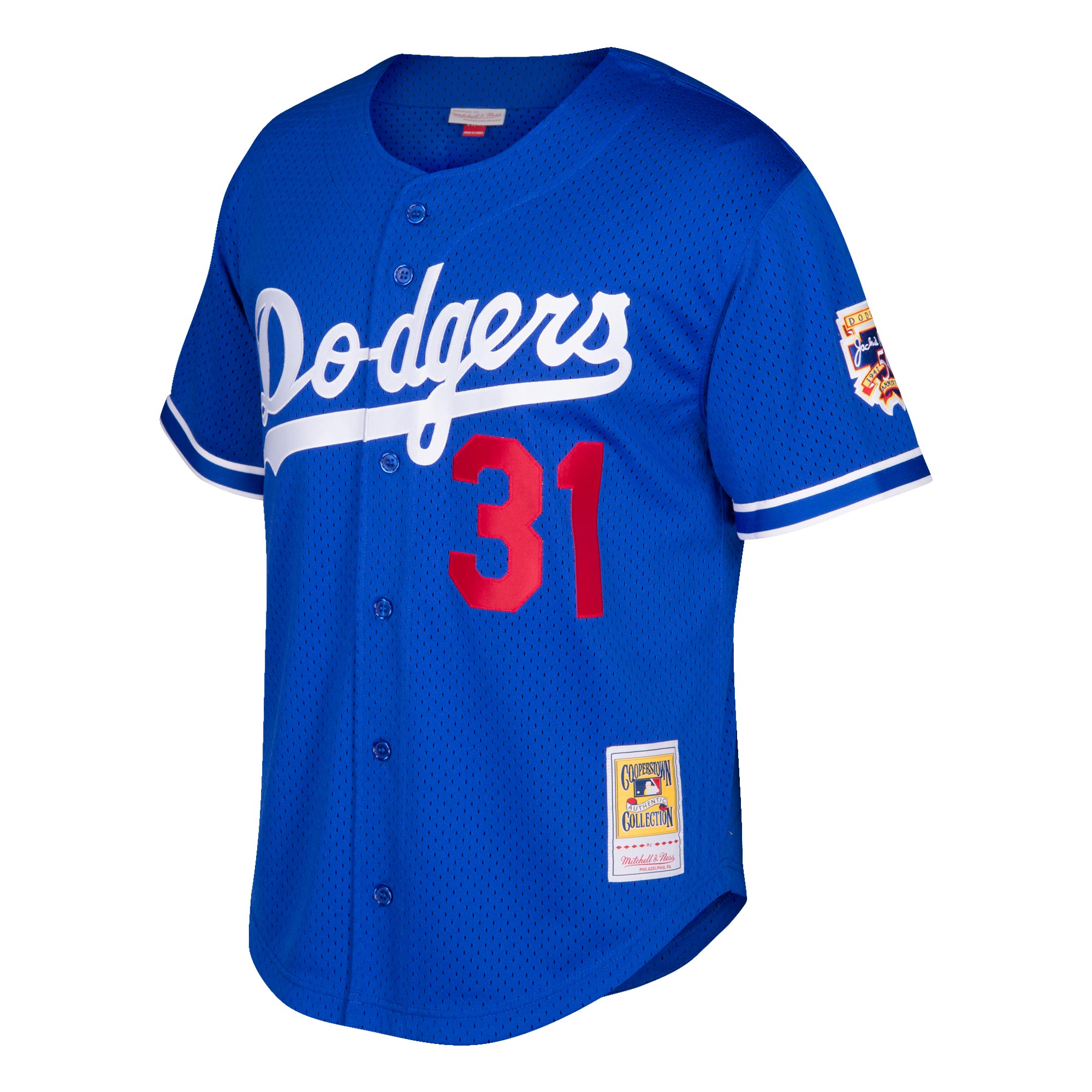 Los Angeles Dodgers Mike Piazza Mitchell Ness Royal Cooperstown Collection Mesh Batting Practice Button-Up MLB Jersey Men's