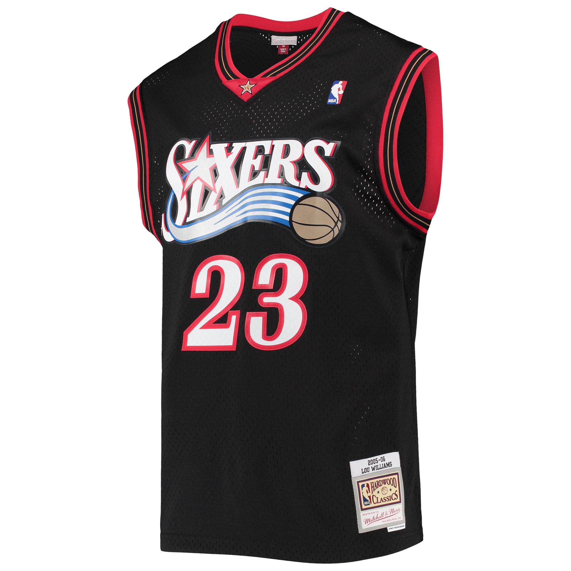 Mitchell Ness Lou Williams Black Philadelphia 76ers 2005-06 Hardwood Classics Swingman NBA Jersey Men's
