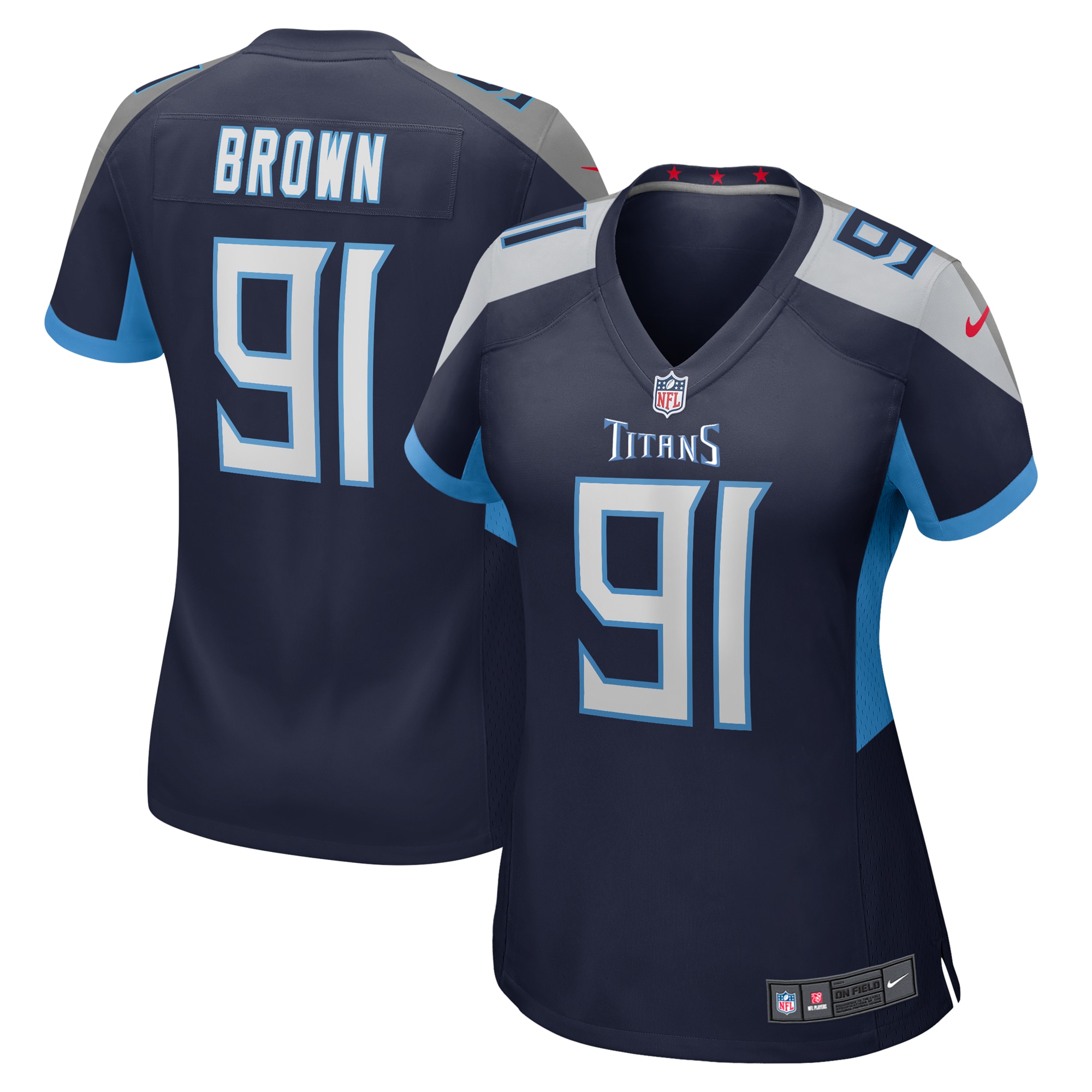 Tennessee Titans Shakel Brown Navy Game NFL Jersey Women's