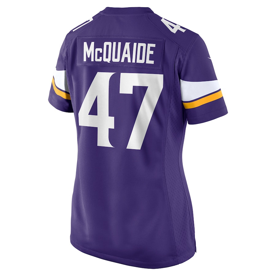 Jake McQuaide 47 Minnesota Vikings Game Purple NFL Jersey Women's