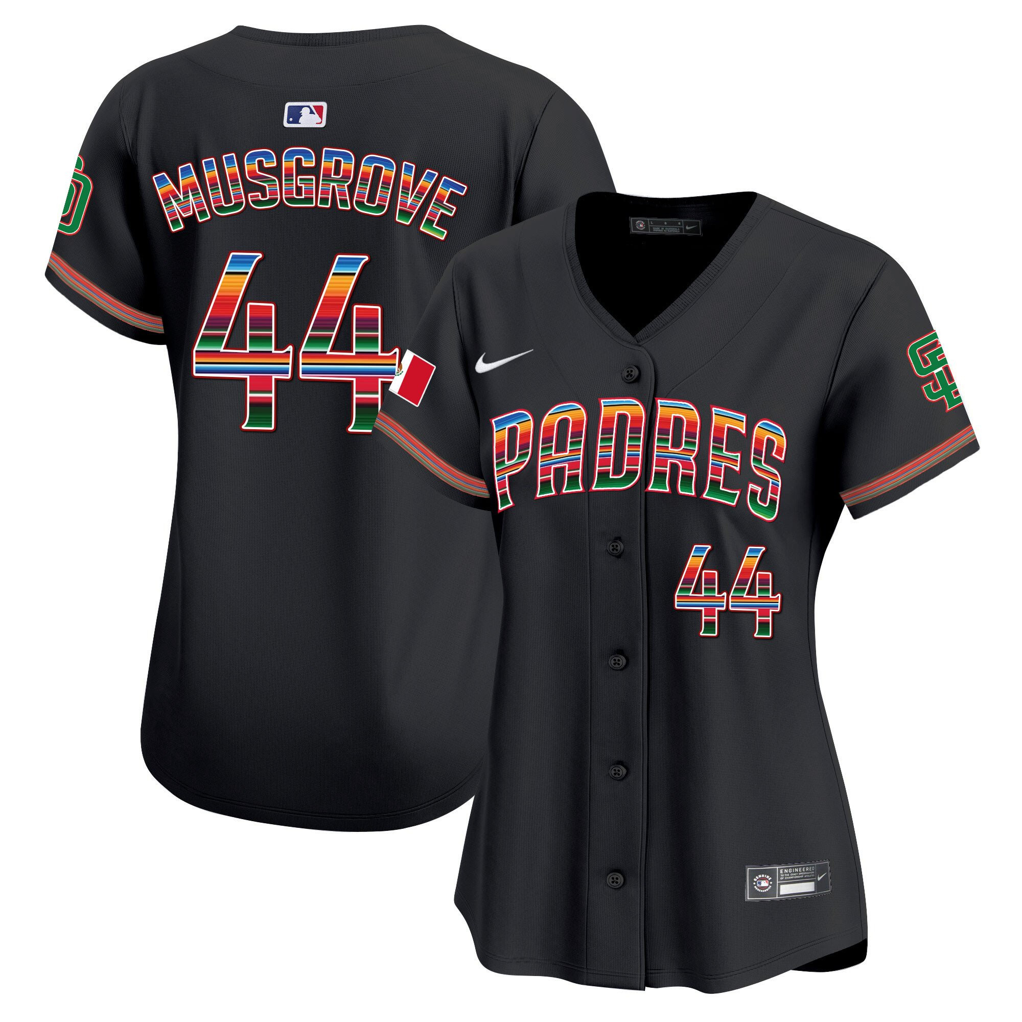 Joe Musgrove 44 San Diego Padres Mexico Black MLB Jersey Women's