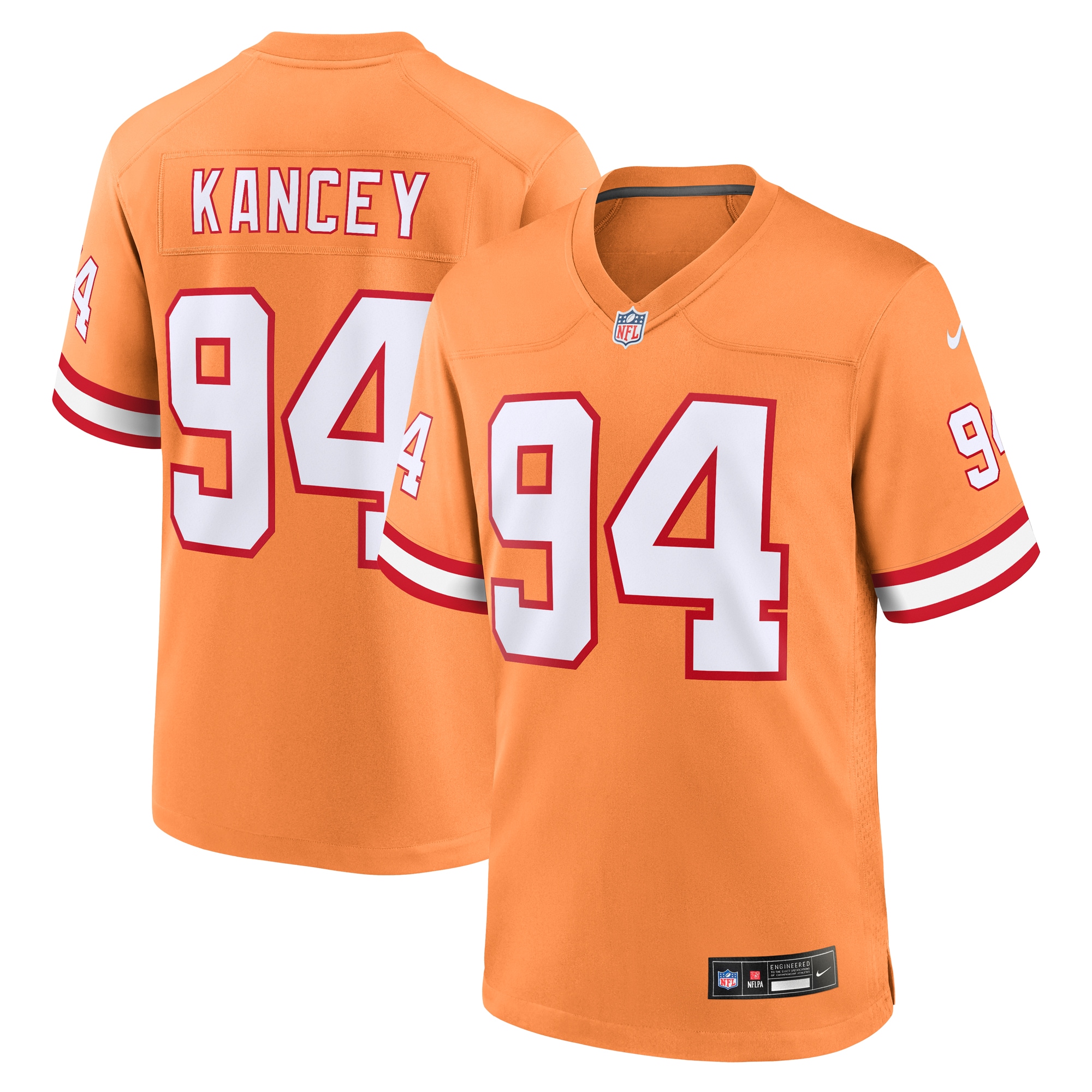 Tampa Bay Buccaneers Calijah Kancey Orange Alternate Team Game NFL Jersey Men's