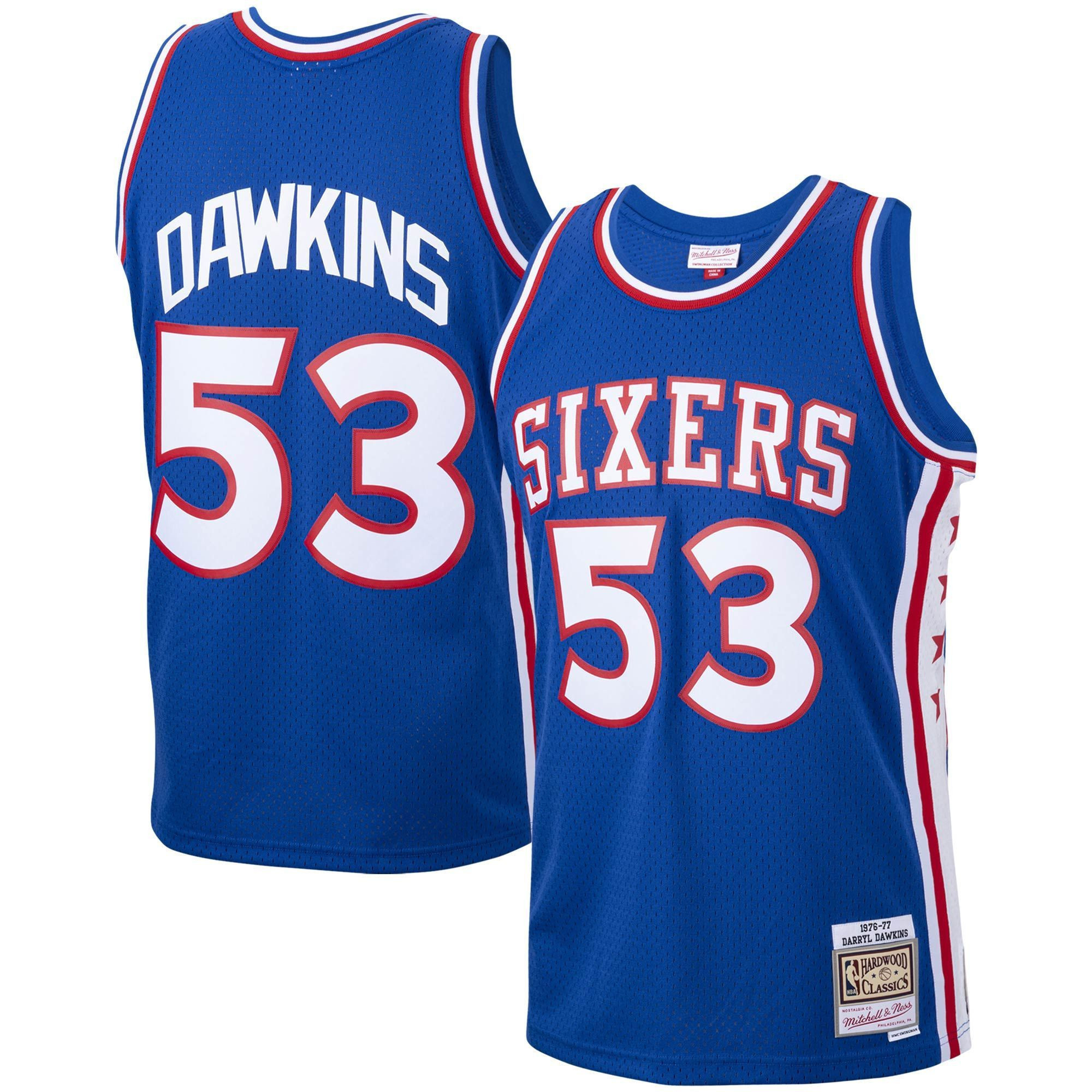 Darryl Dawkins Philadelphia 76ers Mitchell Ness 1976-77 Hardwood Classics Swingman Player Royal NBA Jersey Men's