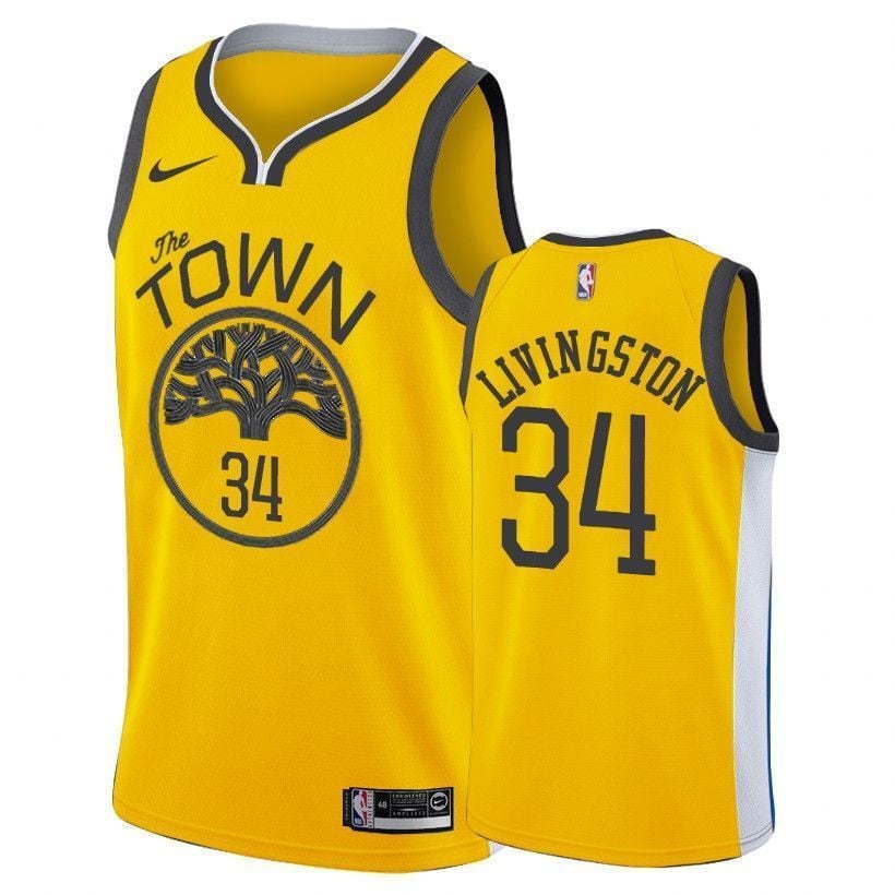 Golden State Warriors Shaun Livingston 34 Earned Edition Gold NBA Jersey Men's