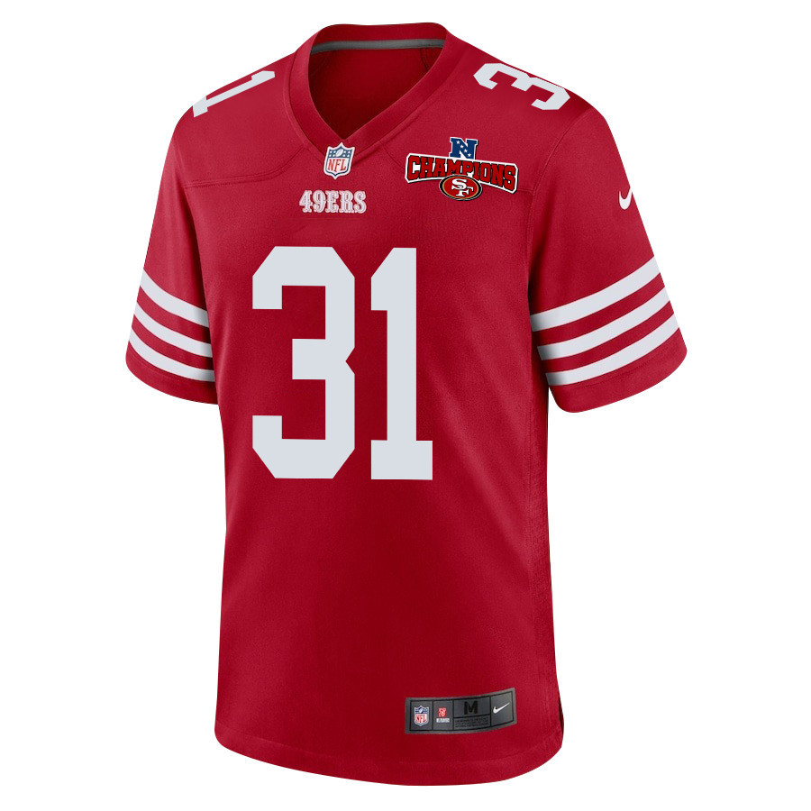 Tashaun Gipson Sr. 31 San Francisco 49ers NFC Champions Patch Game Scarlet NFL Jersey Men's