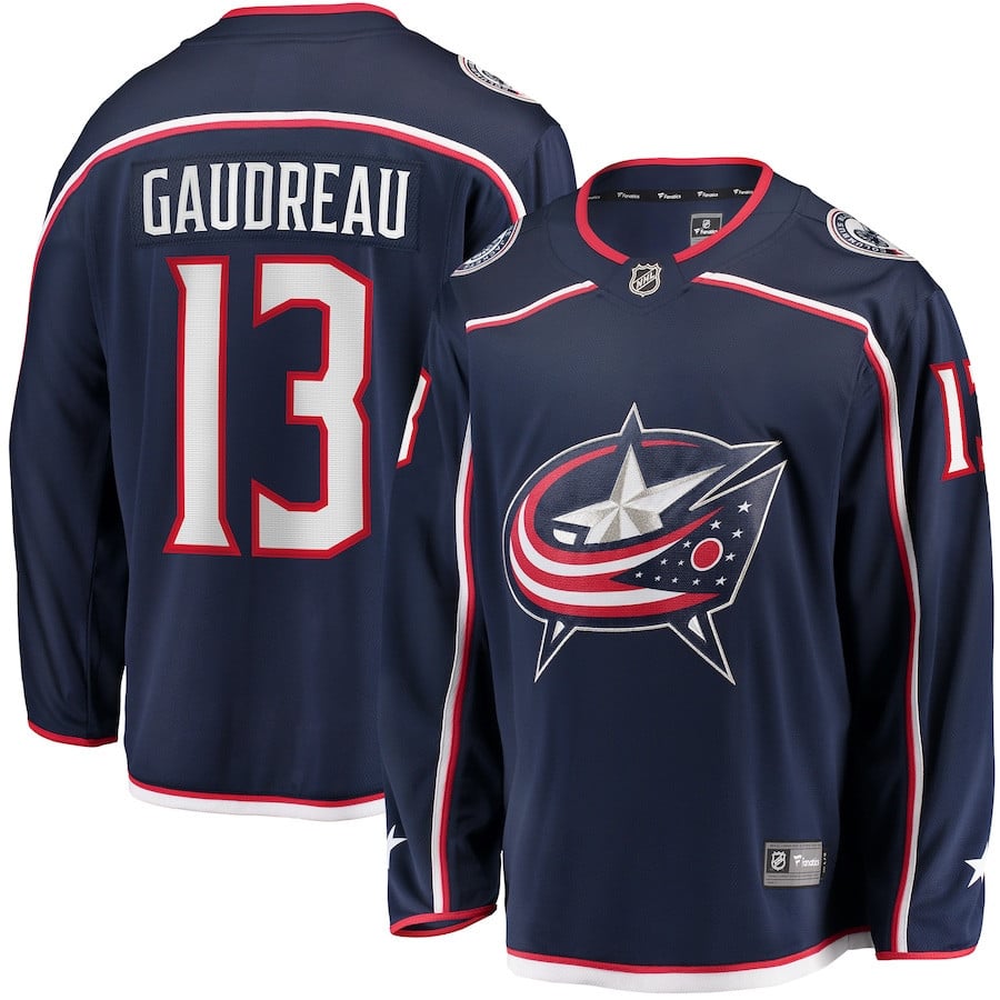 Johnny Gaudreau 13 Columbus Blue Jackets Navy Breakaway NHL Jersey Men's