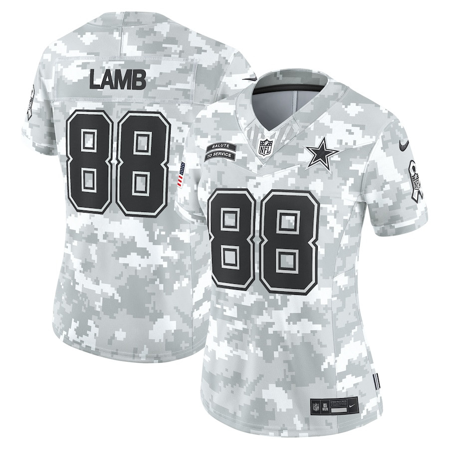 CeeDee Lamb 88 Dallas Cowboys 2024 Salute to Service Limited Arctic Camo NFL Jersey Women's