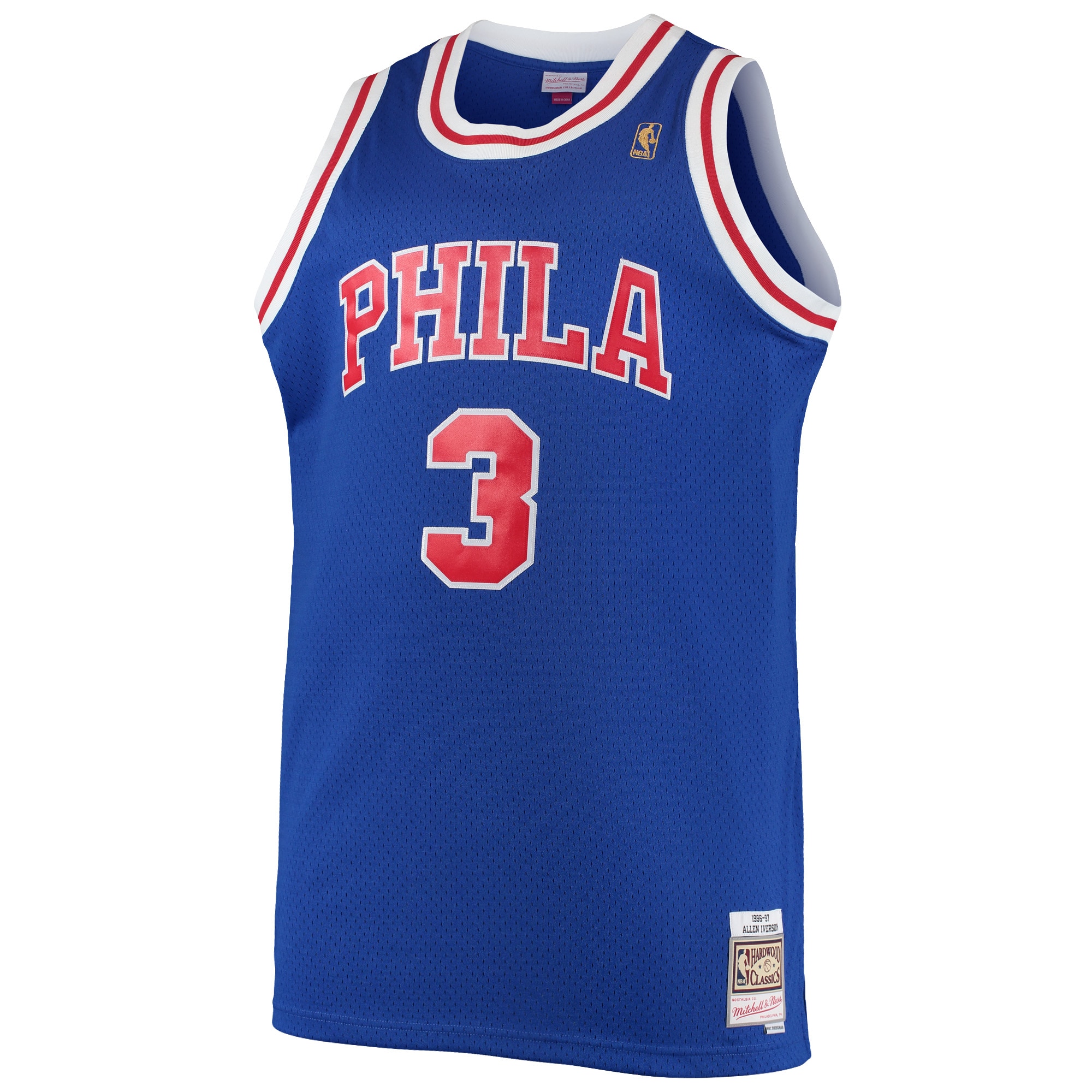 Mitchell Ness Allen Iverson Royal Philadelphia 76ers 1996/97 Big Tall Hardwood Classics Swingman NBA Jersey Men's