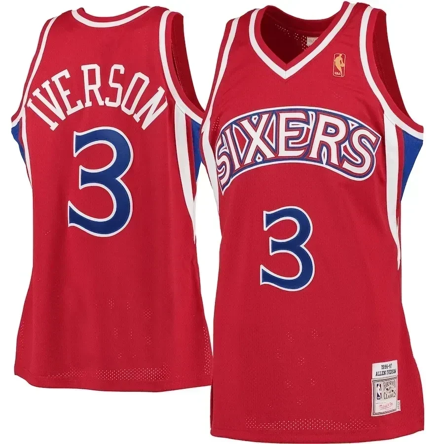 Allen Iverson Philadelphia 76ers Mitchell Ness 1996-97 Hardwood Classics Rookie Red NBA Jersey Men's