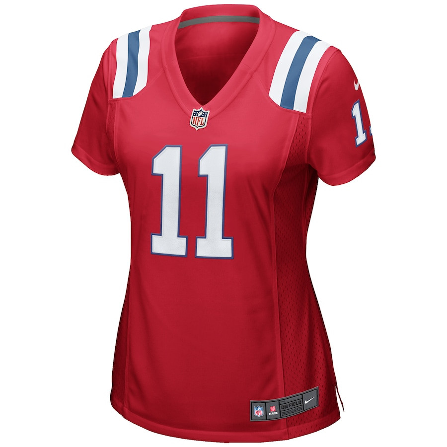 Julian Edelman 11 New England Patriots Womens Alternate Game Red NFL Jersey Women's