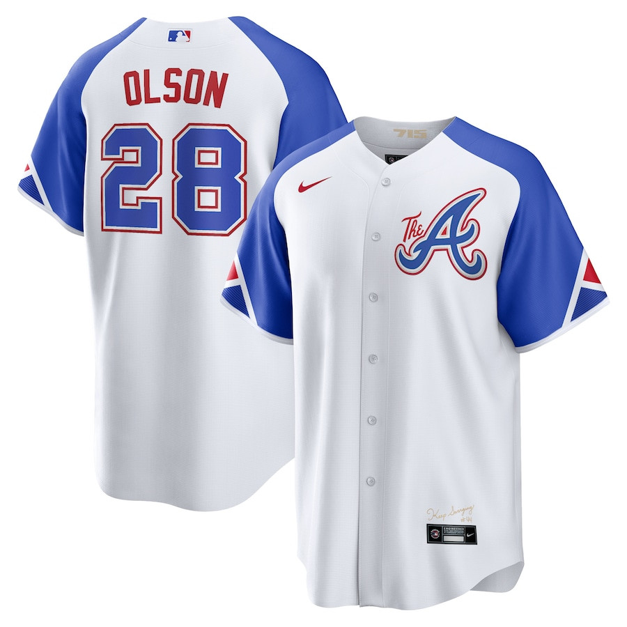 Matt Olson 28 Atlanta Braves 2023 City Connect White MLB Jersey Men's