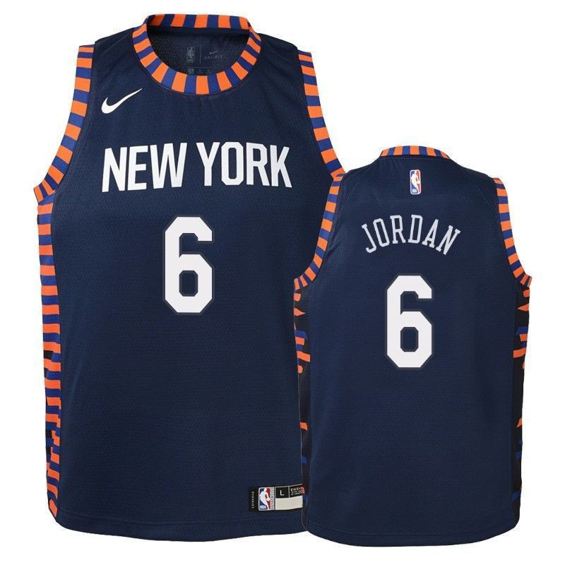 New York Knicks Deandre Jordan 6 City Navy NBA Jersey Youth