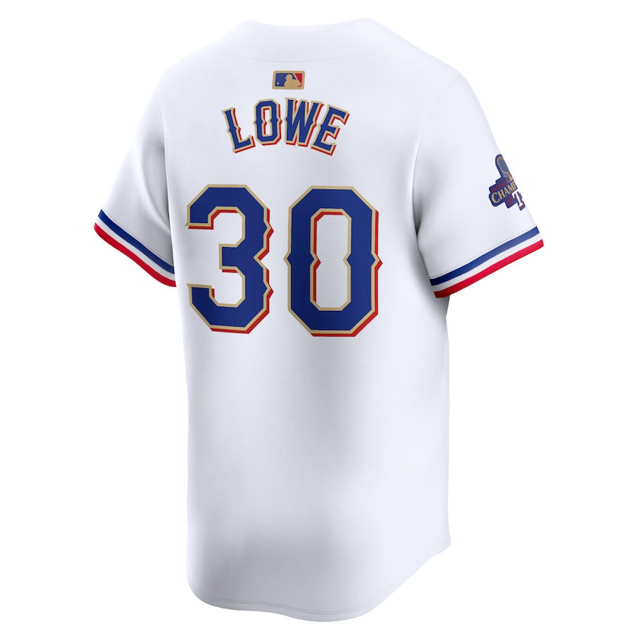 Nathaniel Lowe 30 Texas Rangers 2024 Gold Collection Limited White MLB Jersey Men's