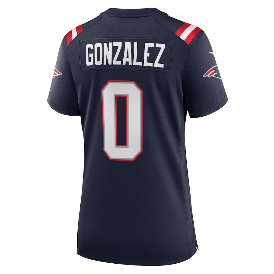 Christian Gonzalez 0 New England Patriots Team Game Navy NFL Jersey Women's
