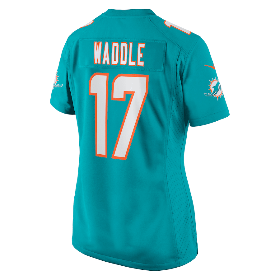 Jaylen Waddle 17 Miami Dolphins Game Aqua NFL Jersey Women's