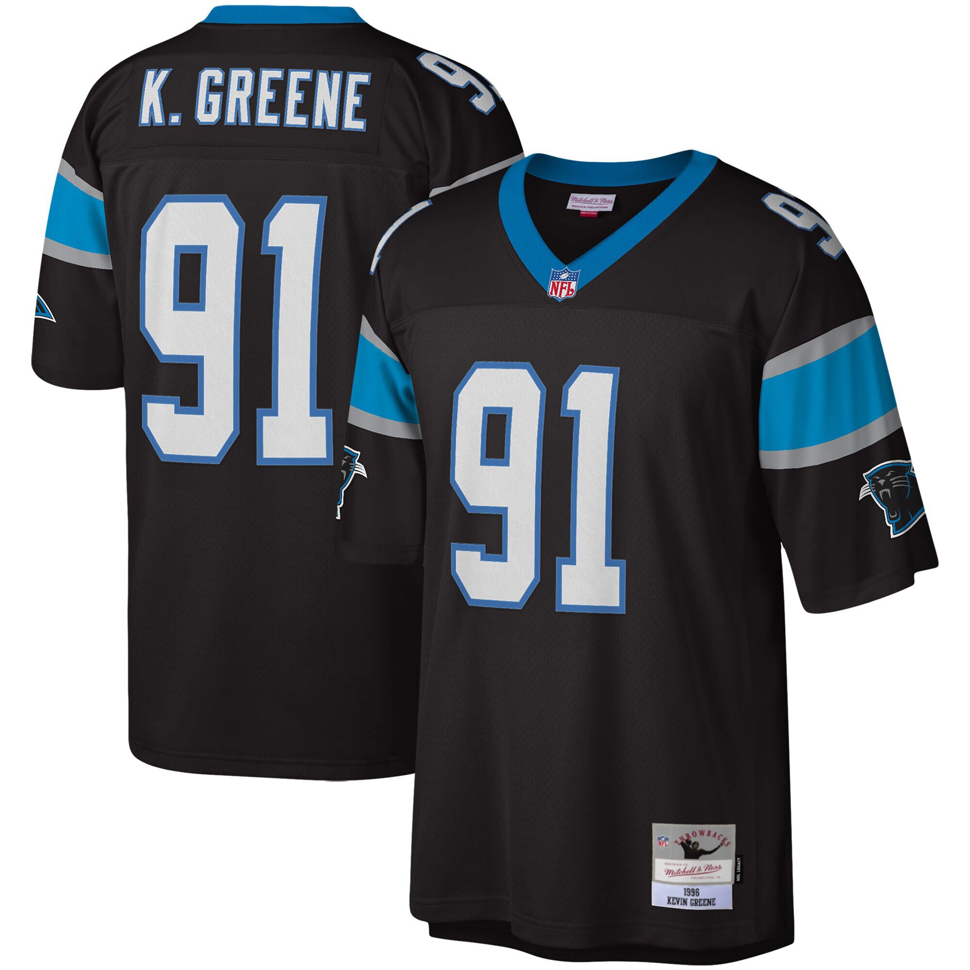 Carolina Panthers Kevin Greene Mitchell Ness Black Big Tall 1996 Retired Player NFL Jersey Men's